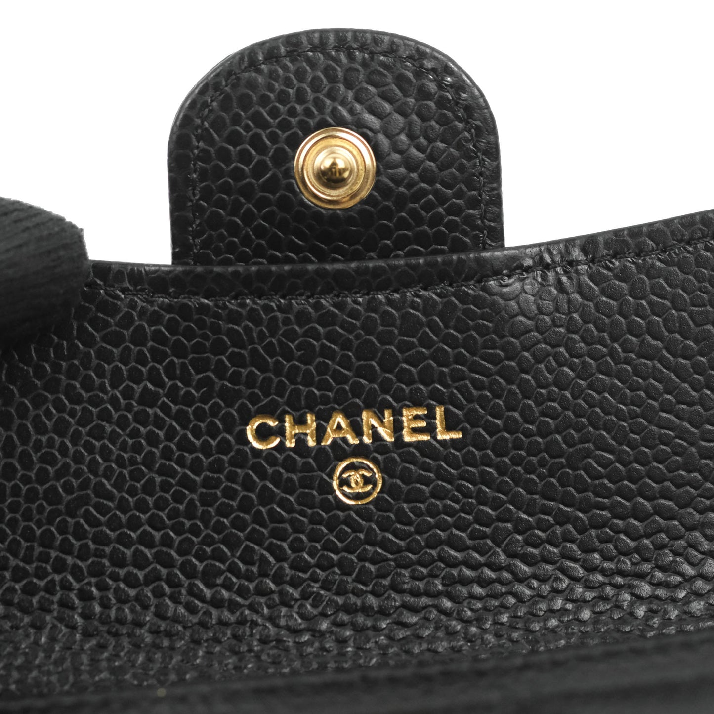 Chanel Quilted Flap Card Holder Black Caviar Gold Hardware