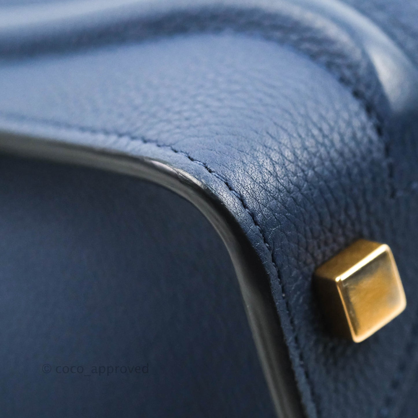 Celine Micro Luggage Handbag Navy Grained Calfskin Gold Hardware