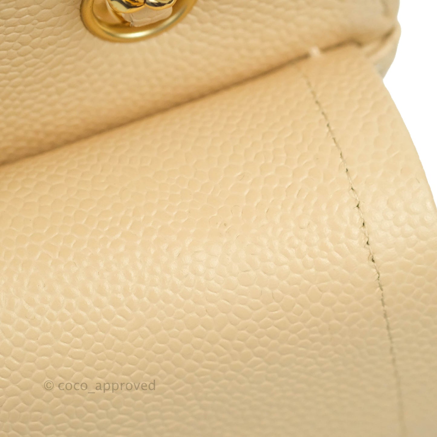 Chanel Classic M/L Medium Flap Quilted Beige Caviar Gold Hardware
