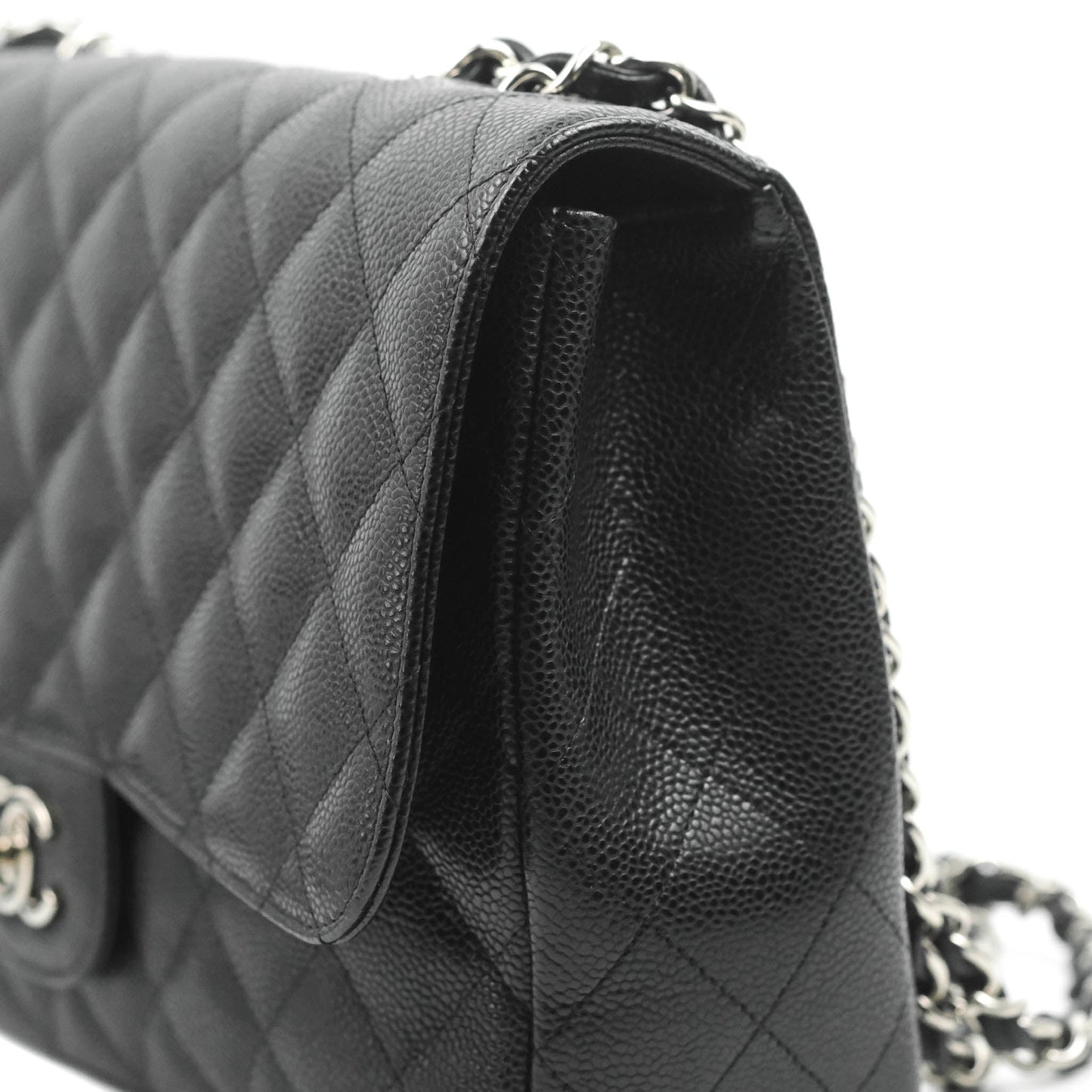 Chanel Jumbo Single Flap Black Caviar Silver Hardware