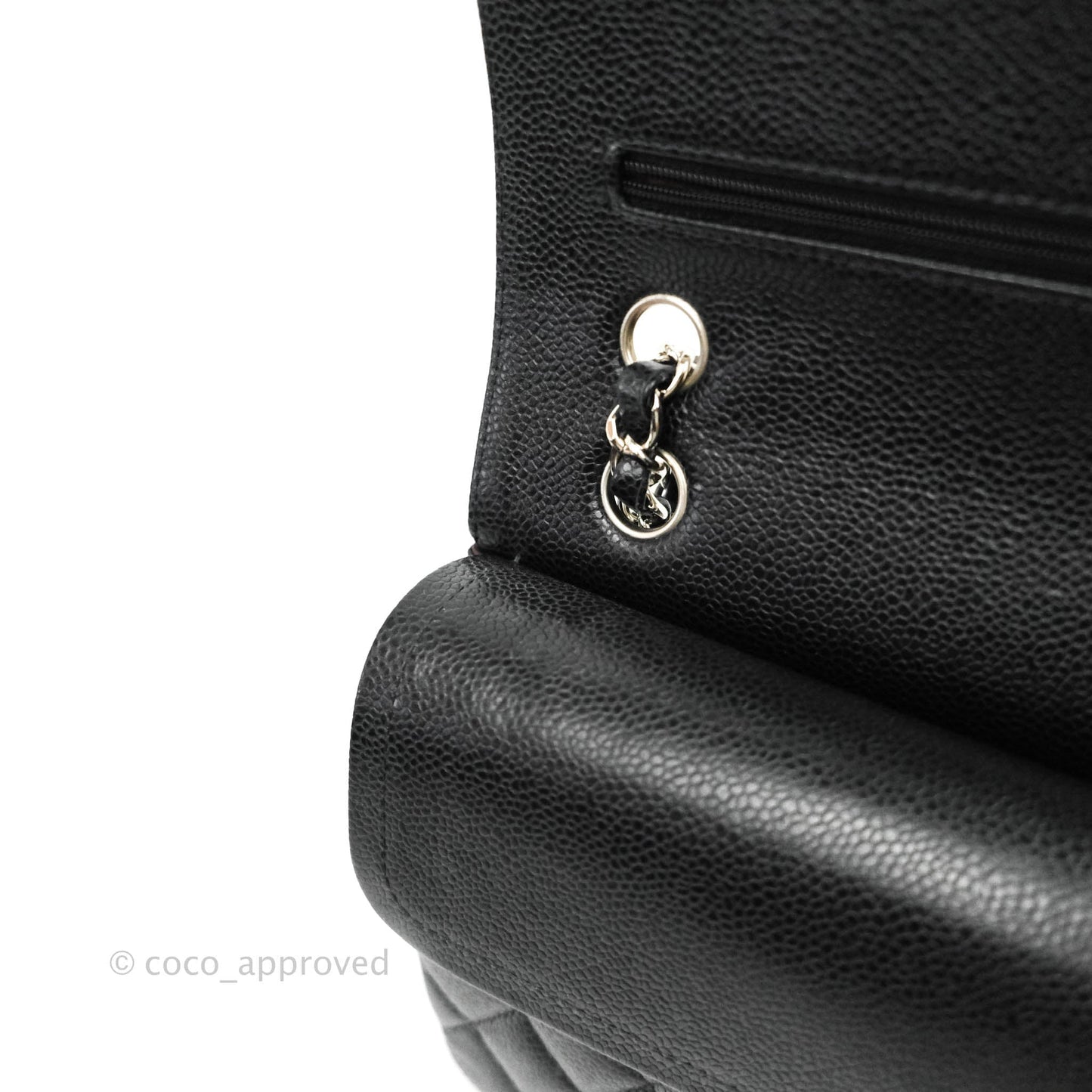 Chanel Classic Double Flap M/L Black Caviar Silver Hardware