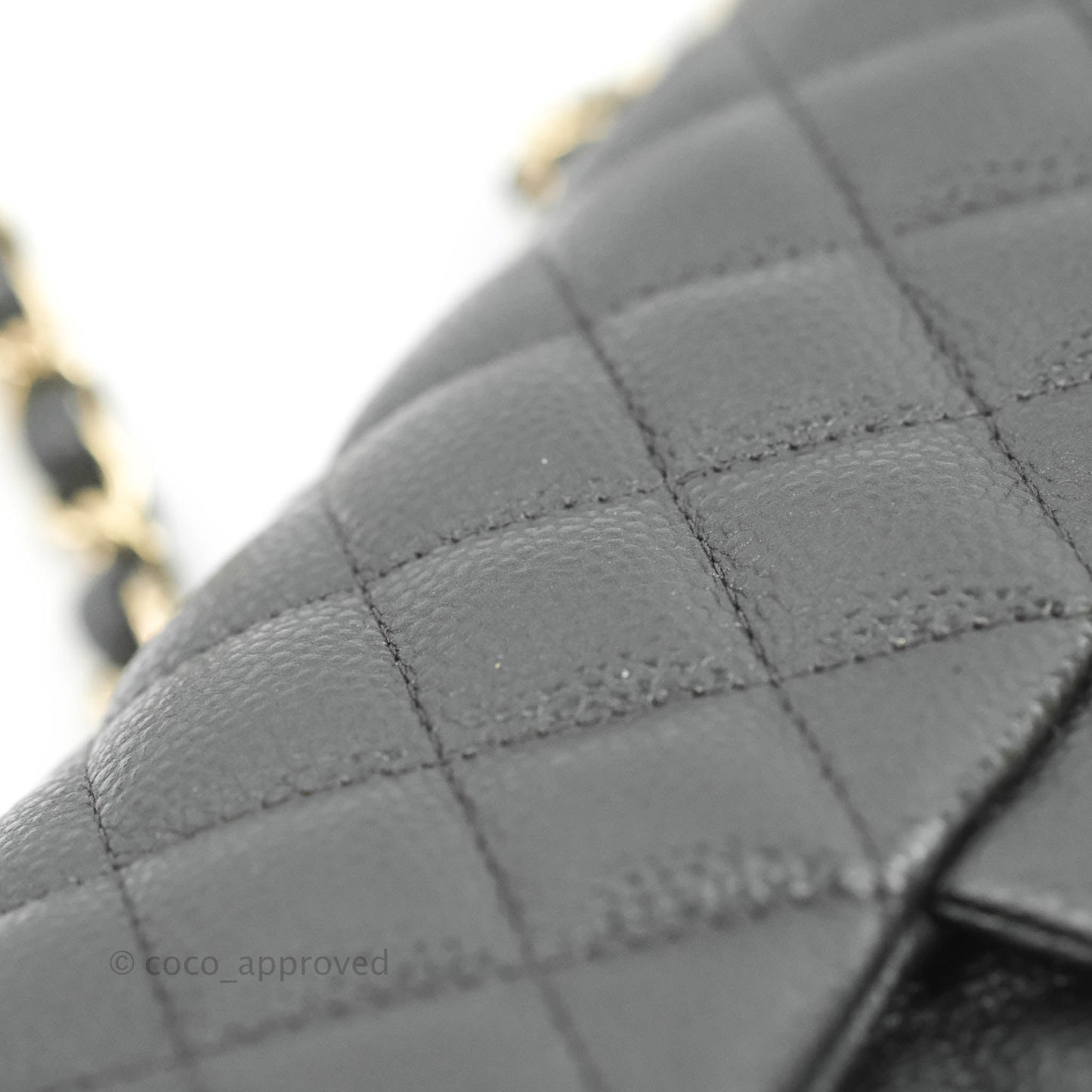 Chanel Quilted Mini Square Flap Bag Pearly Black Caviar Gold Hardware