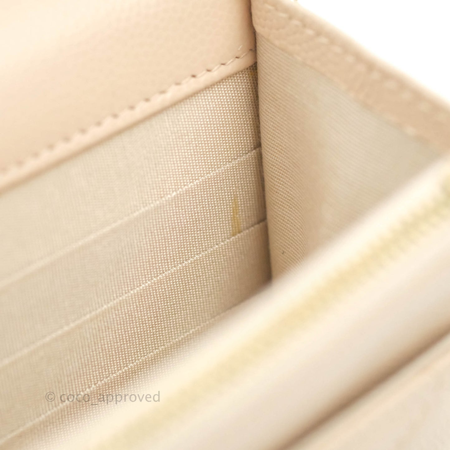Chanel Quilted Golden Class Wallet on Chain WOC Light Beige Caviar Gold Hardware