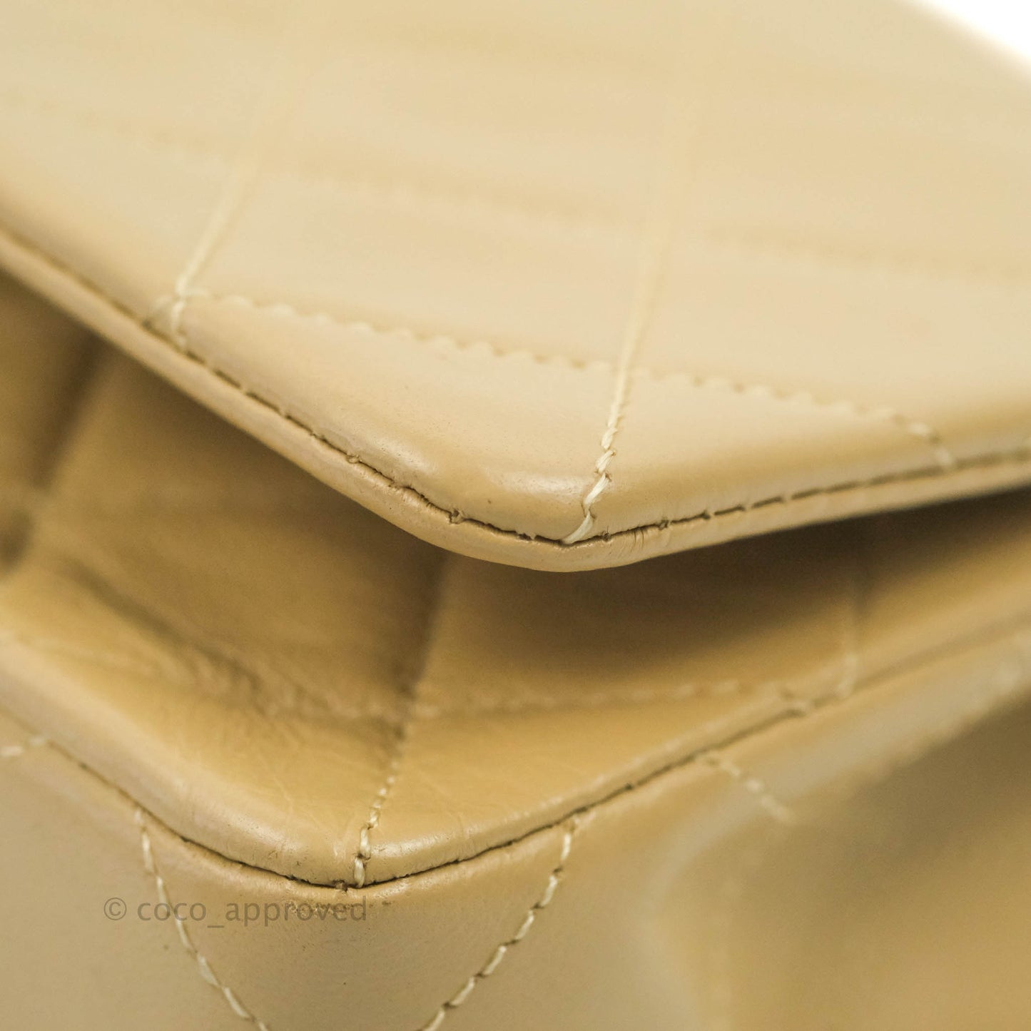Chanel Vintage Small Single Full Flap Bag Beige Lambskin 24K Gold Hardware