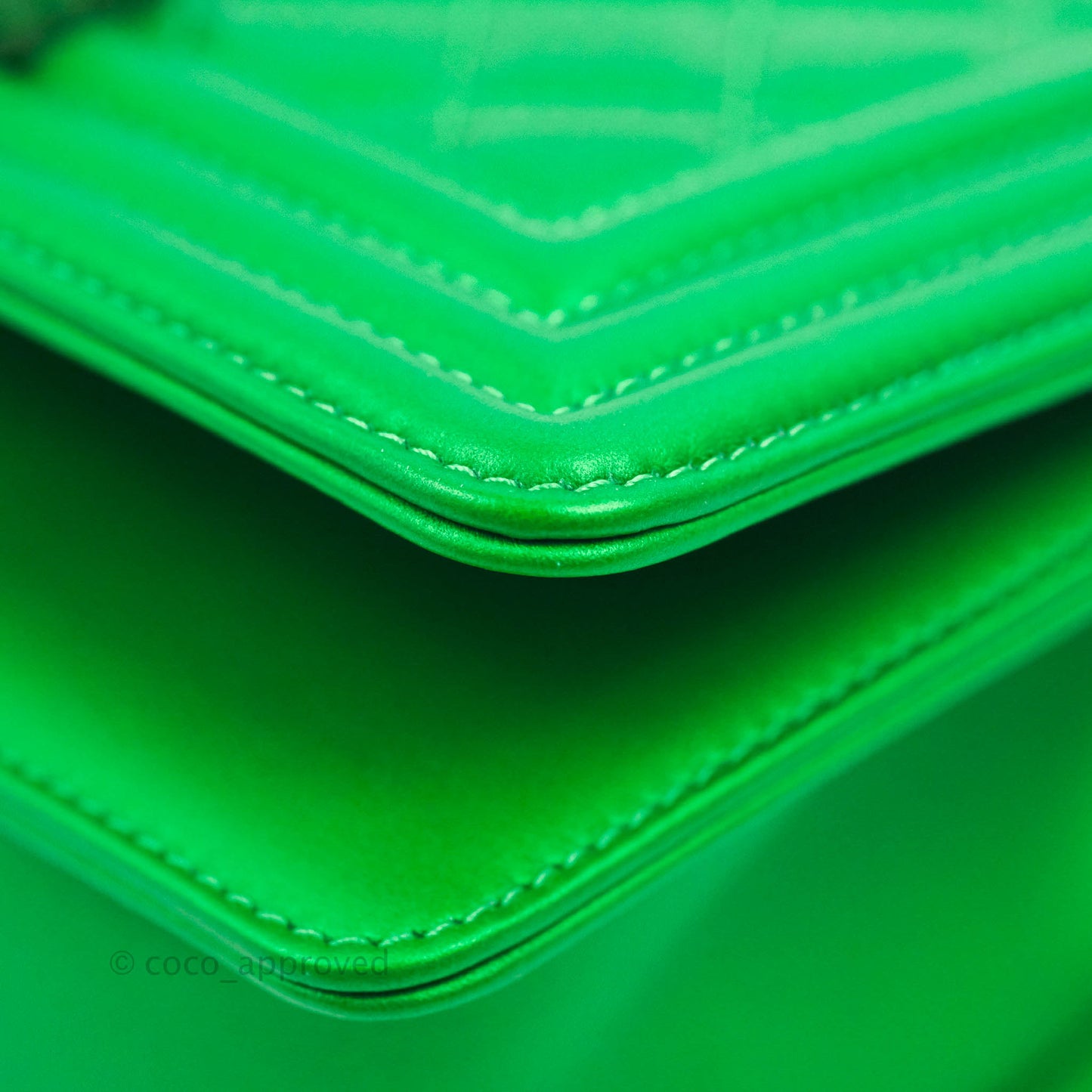 Chanel Small Boy Green Calfskin Ruthenium Hardware