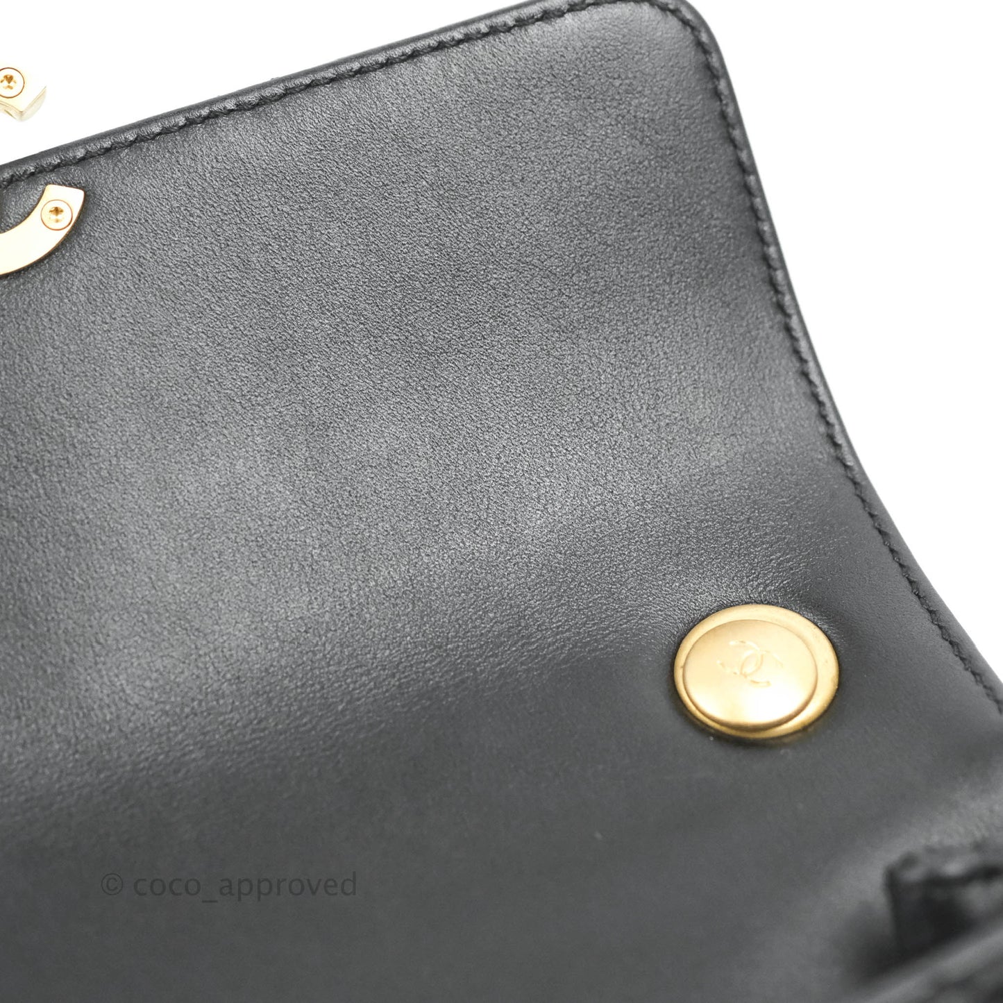 Chanel Small Chain Bar Flap Bag Black Calfskin Aged Gold Hardware