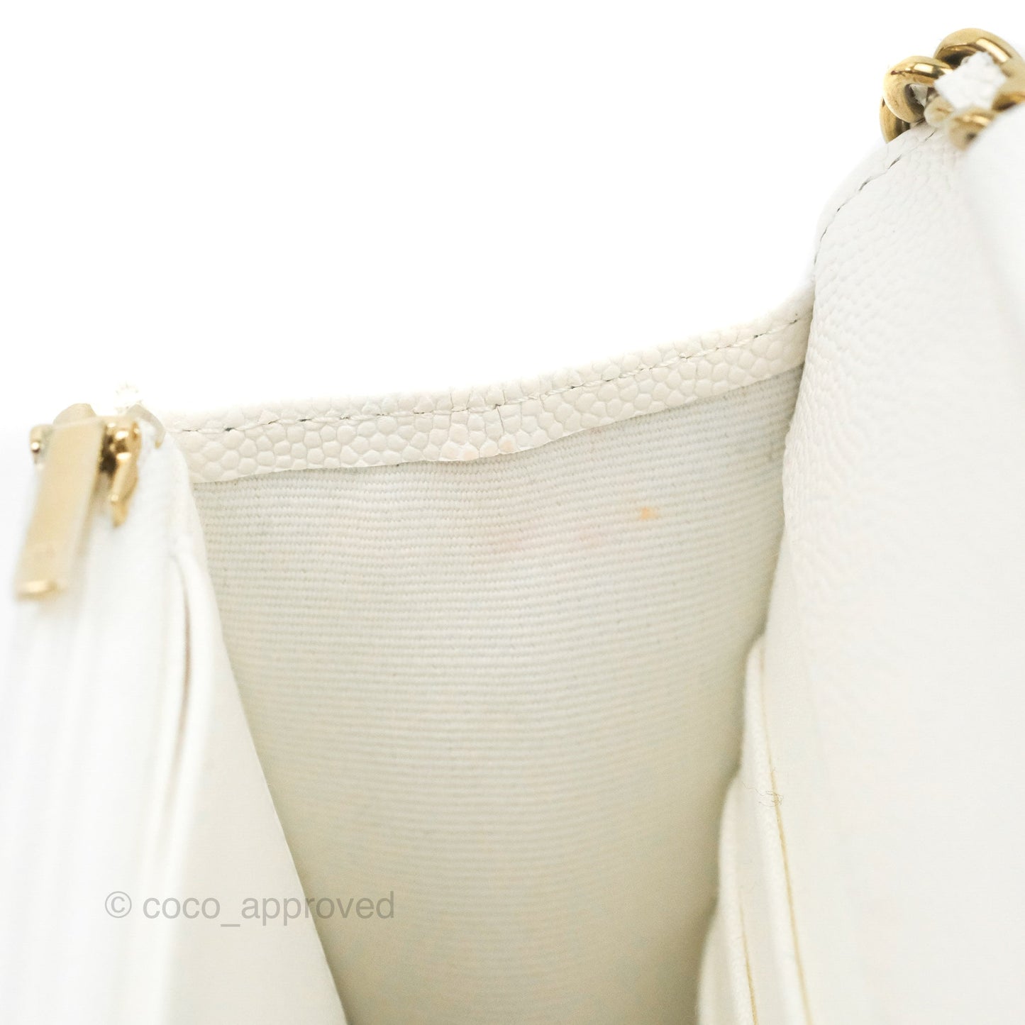 Chanel Quilted Classic Wallet on Chain WOC White Caviar Gold Hardware