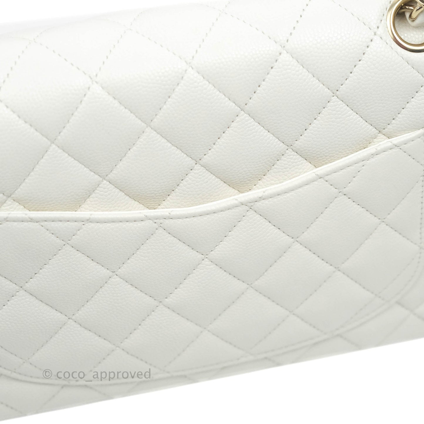 Chanel Small S/M Classic Quilted Flap White Caviar Gold Hardware