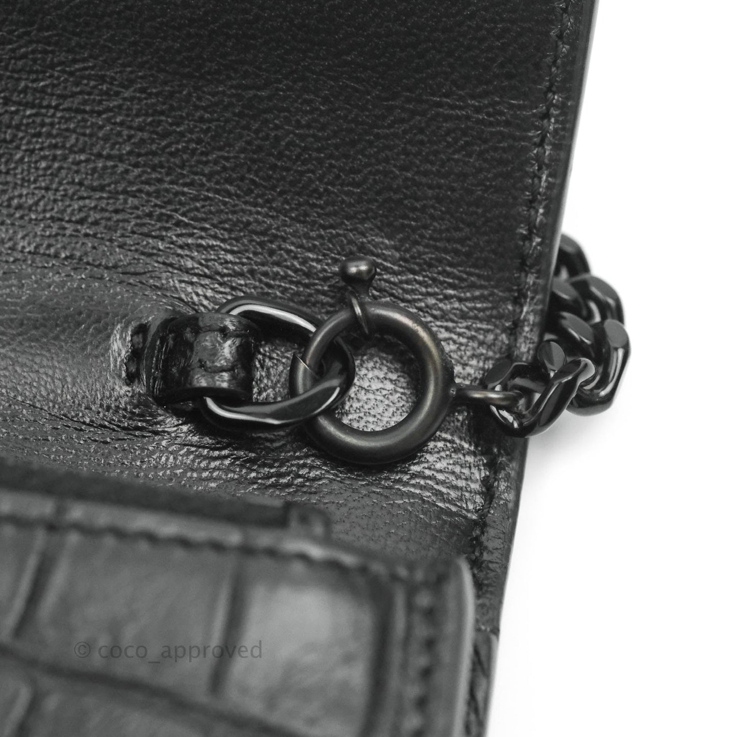 Saint Laurent Wallet on Chain So Black Crocodile-embossed Leather