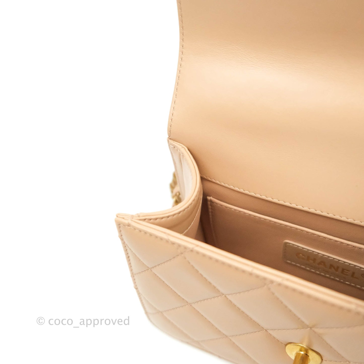 Chanel Quilted Mini Perfect Fit Adjustable Beige Calfskin Gold Hardware 21A