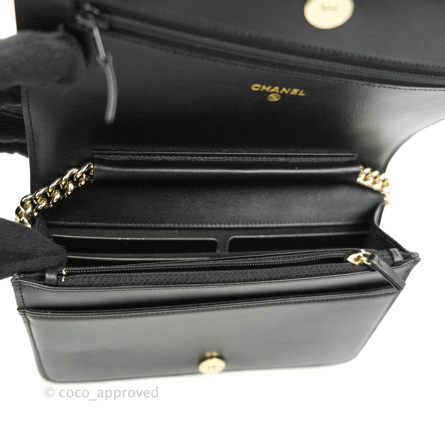 Chanel Quilted Boy Wallet on Chain WOC Black Caviar Gold Hardware