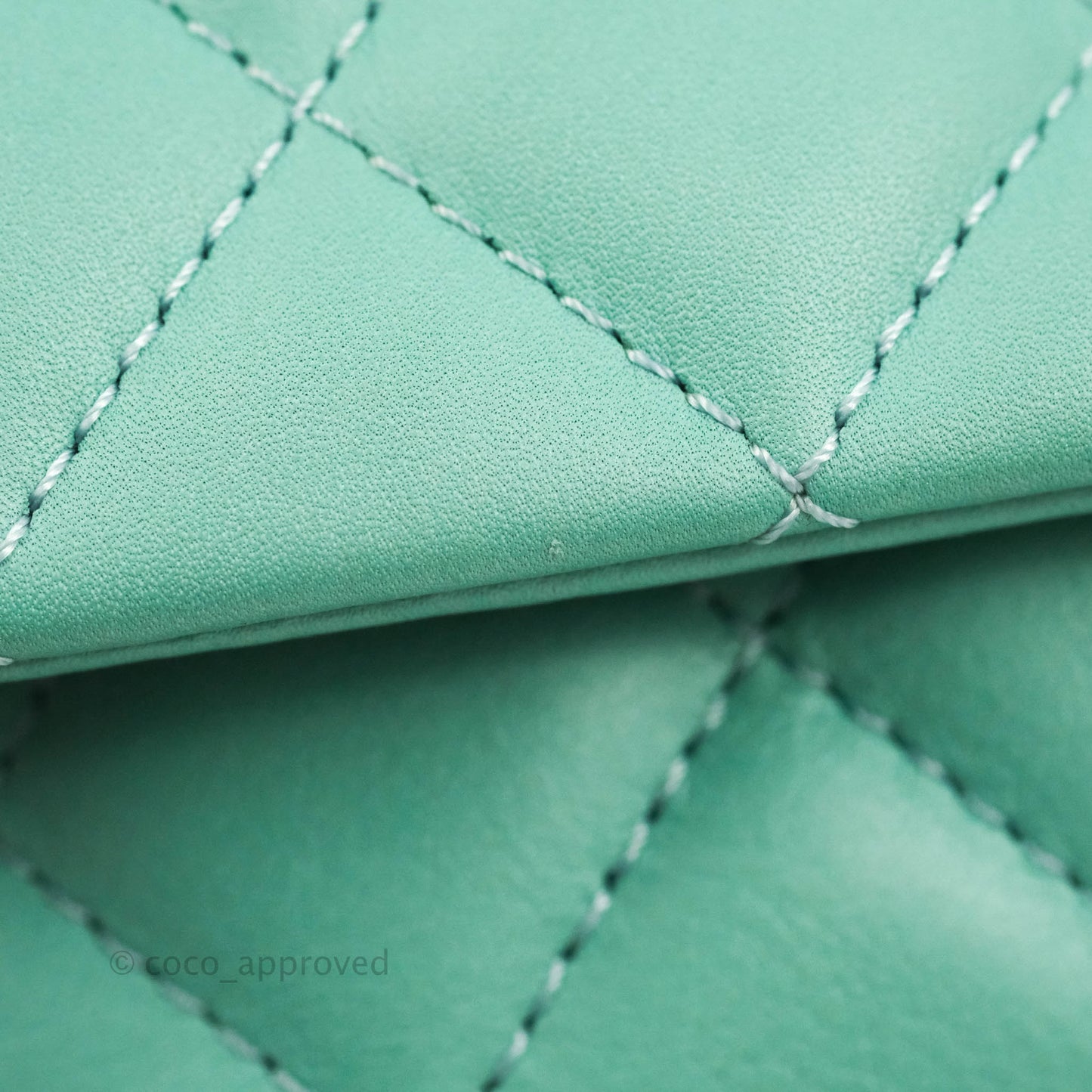 Chanel Quilted Small Day Trip Tiffany Blue Green Lambskin Aged Gold Hardware