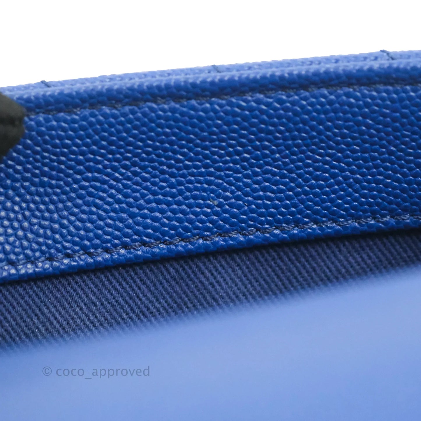 Chanel Small Coco Handle Chevron Blue Caviar Aged Gold Hardware