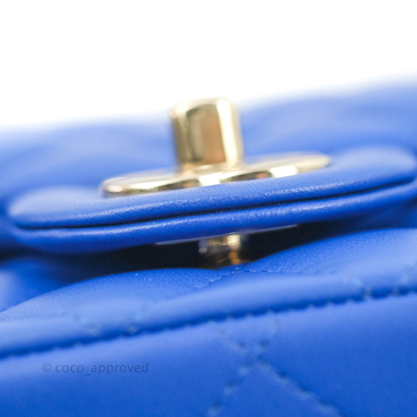 Chanel Mini Square Blue Lambskin Gold Hardware