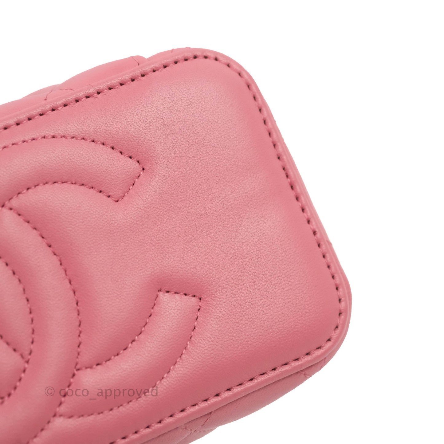 Chanel Vanity Rectangular Top Handle Pink Lambskin Gold Hardware