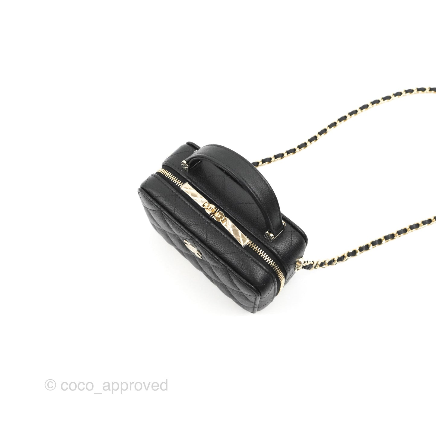 Chanel Vanity Handle With Chain Black Caviar Gold Hardware 22P