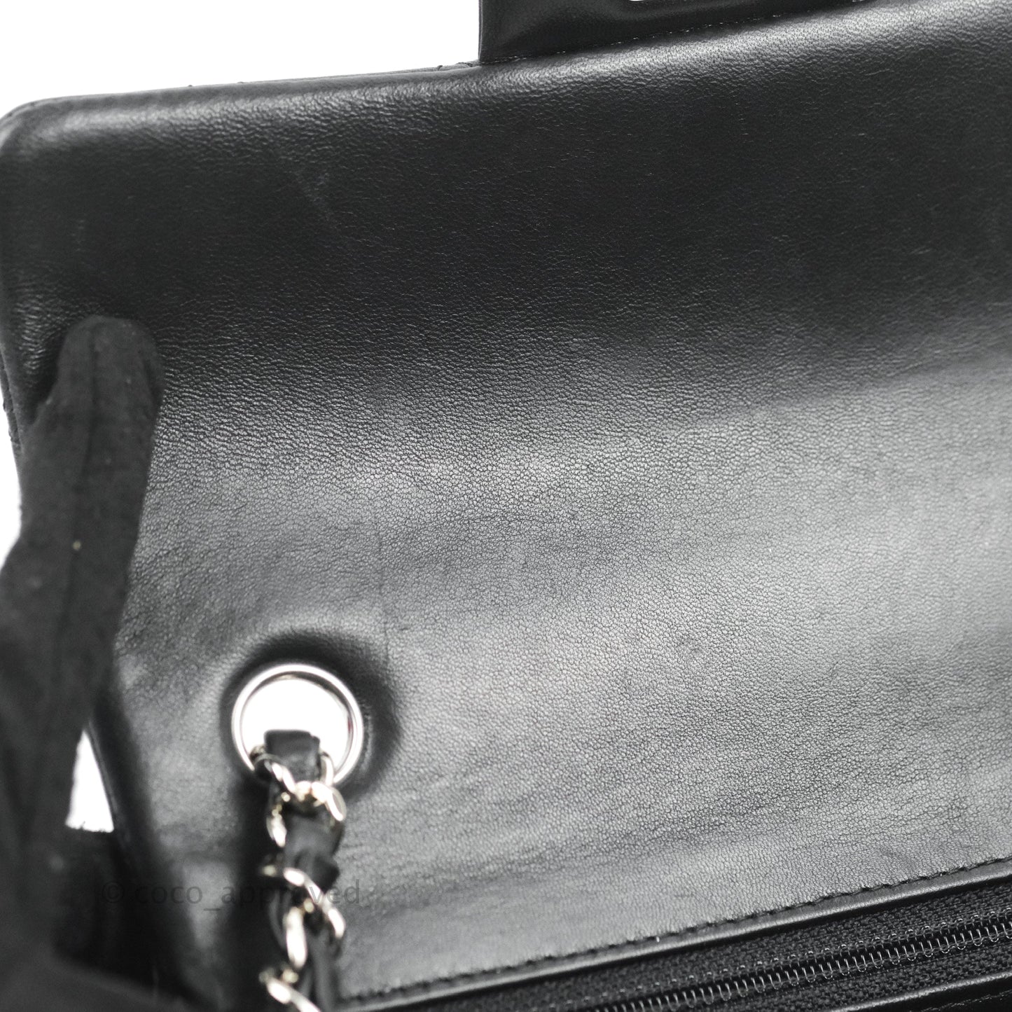Chanel Quilted Mini Rectangular Flap Black Lambskin Silver Hardware
