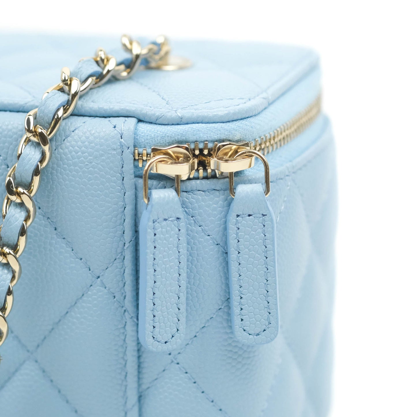 Chanel Vanity with Chain Blue Caviar Gold Hardware 22S