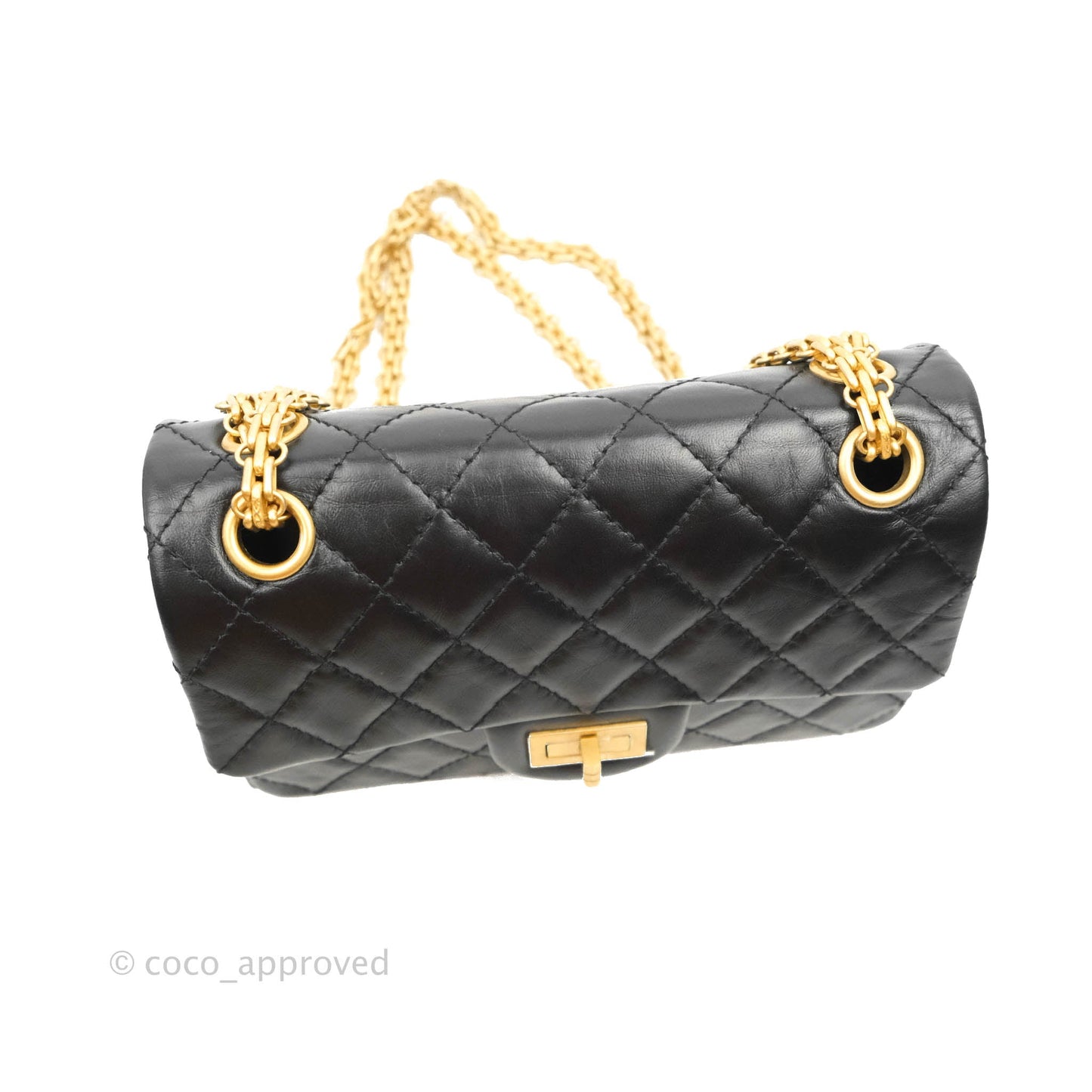 Chanel Mini Reissue 224 Black Aged Calfskin Aged Gold Hardware