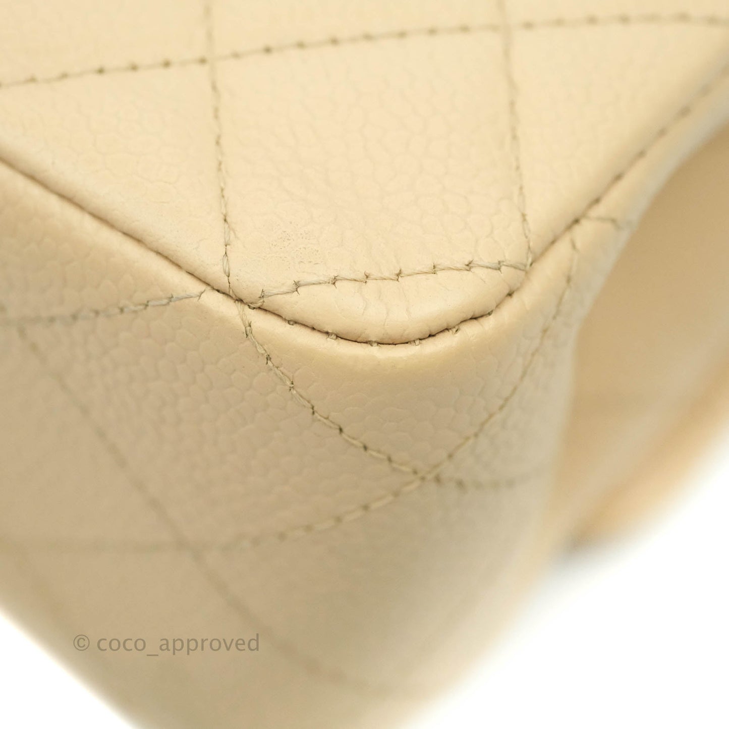 Chanel Classic Medium Flap Quilted Beige Caviar Gold Hardware