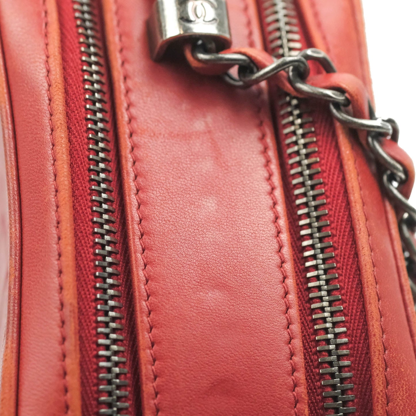 Chanel Quilted Crossbody Camera Bag Red Lambskin Ruthenium Hardware