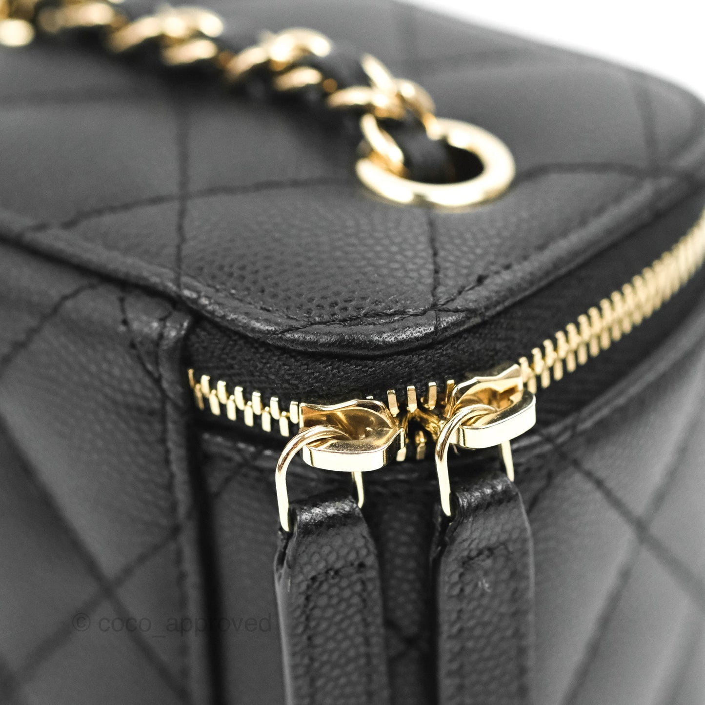 Chanel Mini Vanity With Chain Black Caviar Gold Hardware