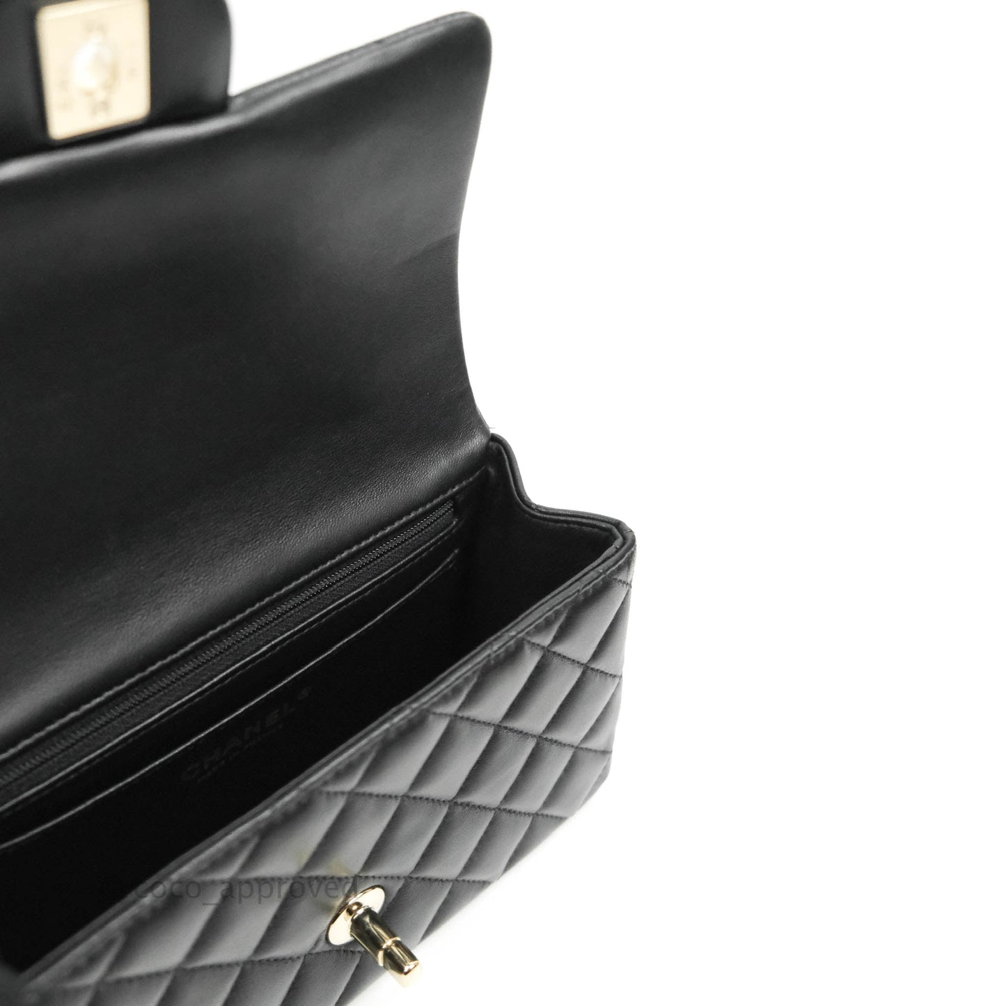 Chanel Top Handle Mini Rectangular Flap Bag Black Lambskin Gold Hardware