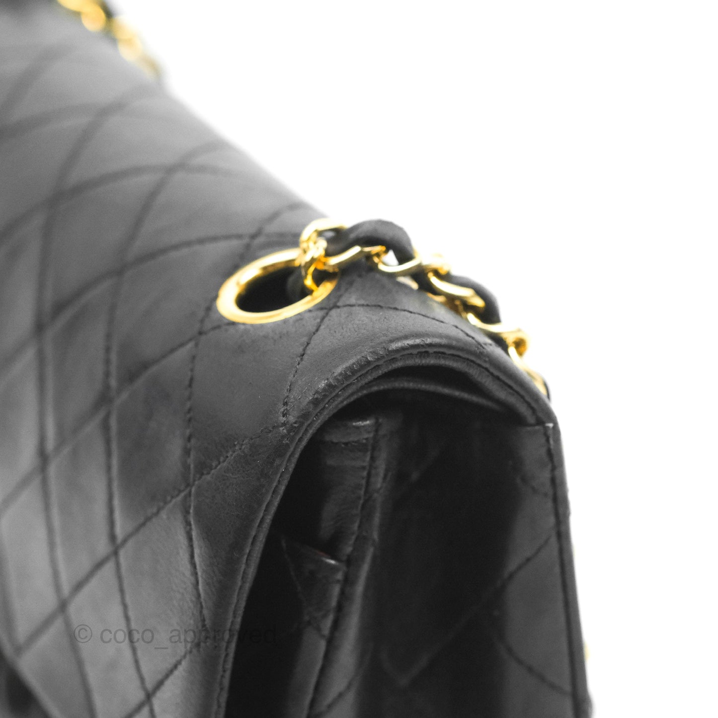 Chanel Classic Vintage Double Flap M/L Black Lambskin Gold Hardware
