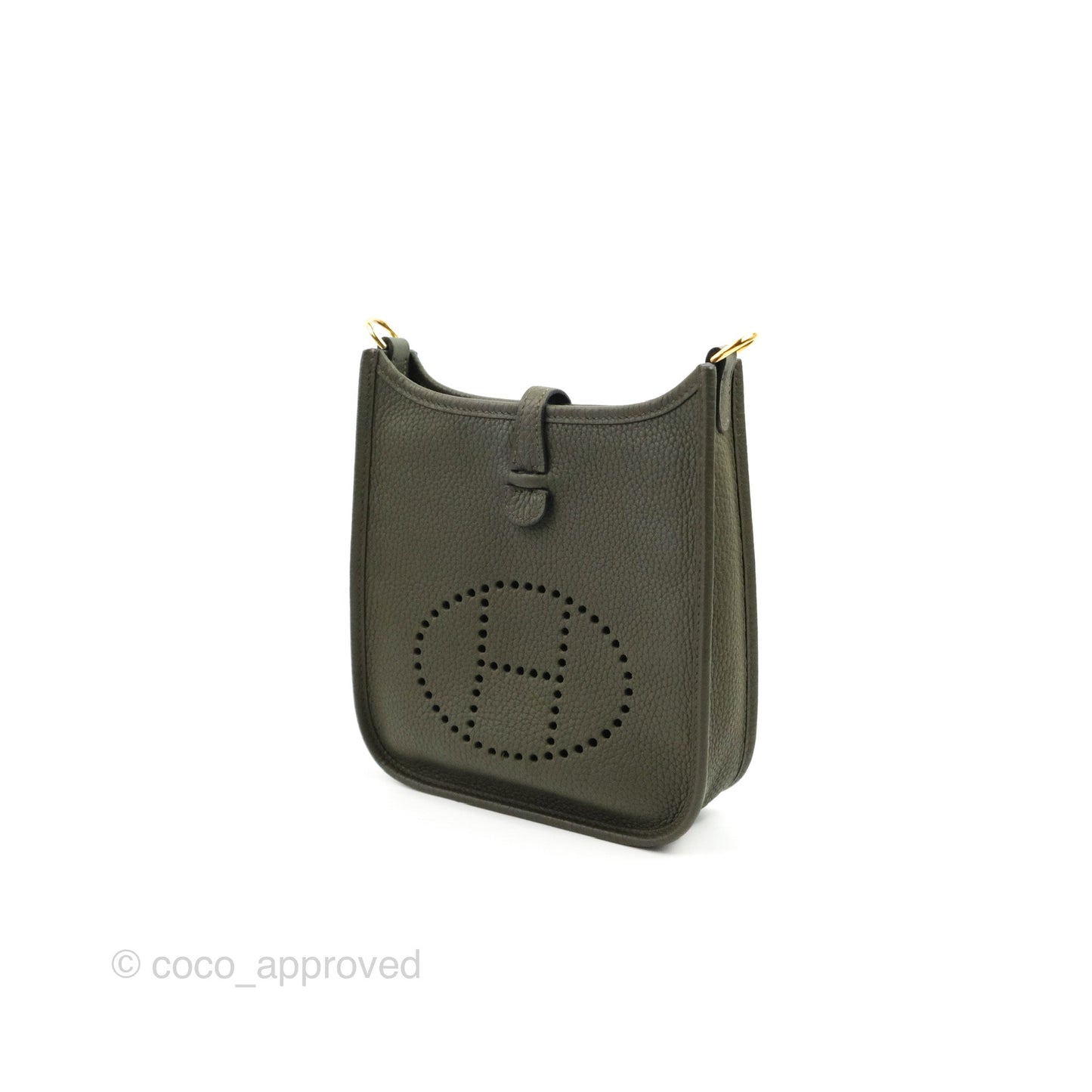 Hermès Mini Evelyne 16 Vert De Gris Clemence Gold Hardware