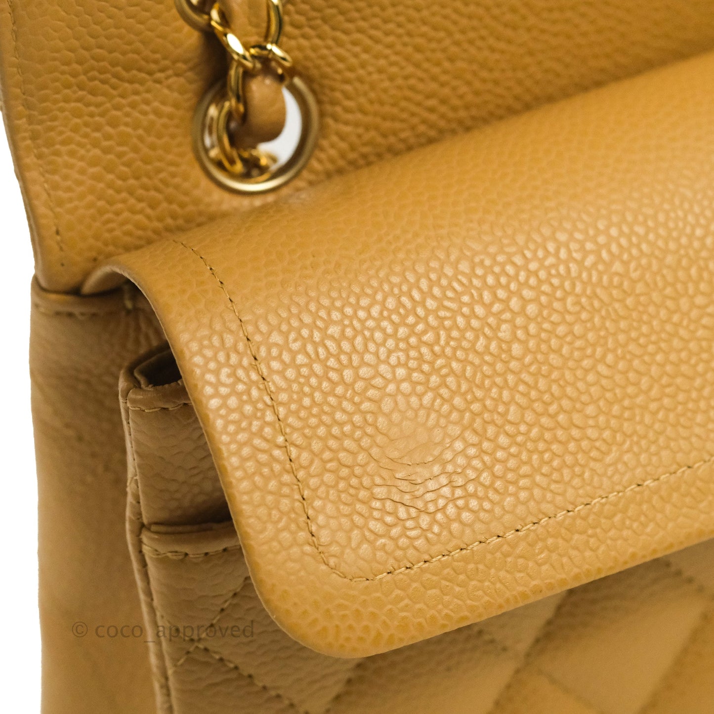 Chanel S/M Small Classic Quilted Flap Dark Beige Caviar 24K Gold Hardware