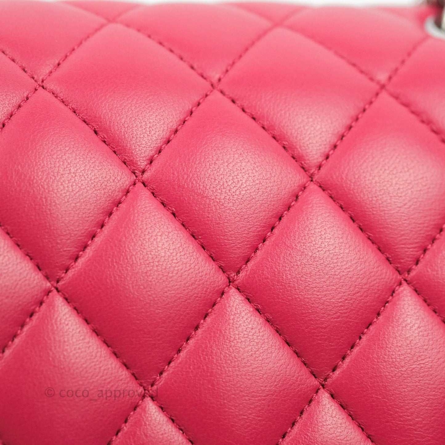 Chanel Classic Quilted M/L Medium Flap Dark Pink Lambskin Silver Hardware