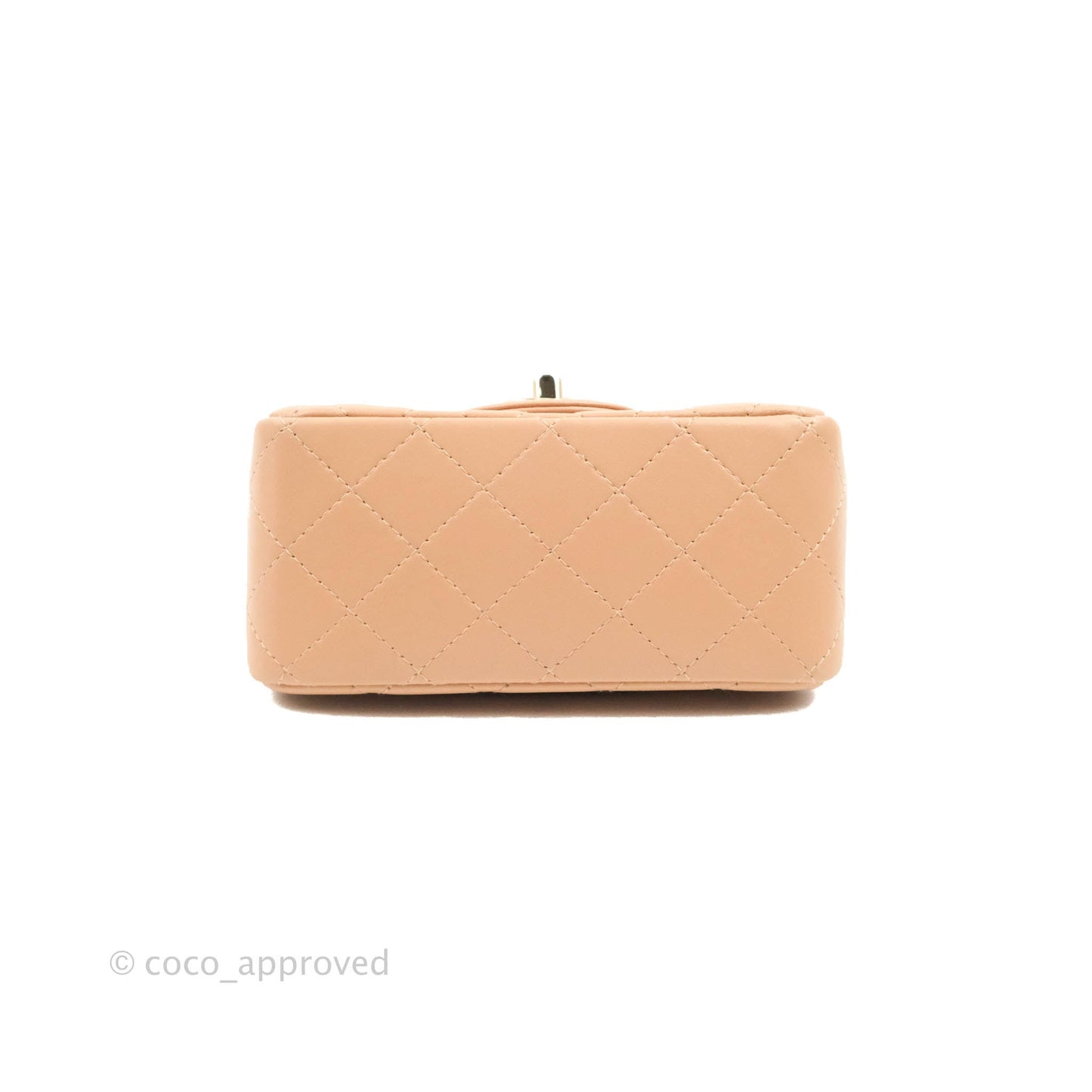 Chanel Mini Square Beige Lambskin Gold Hardware 21A