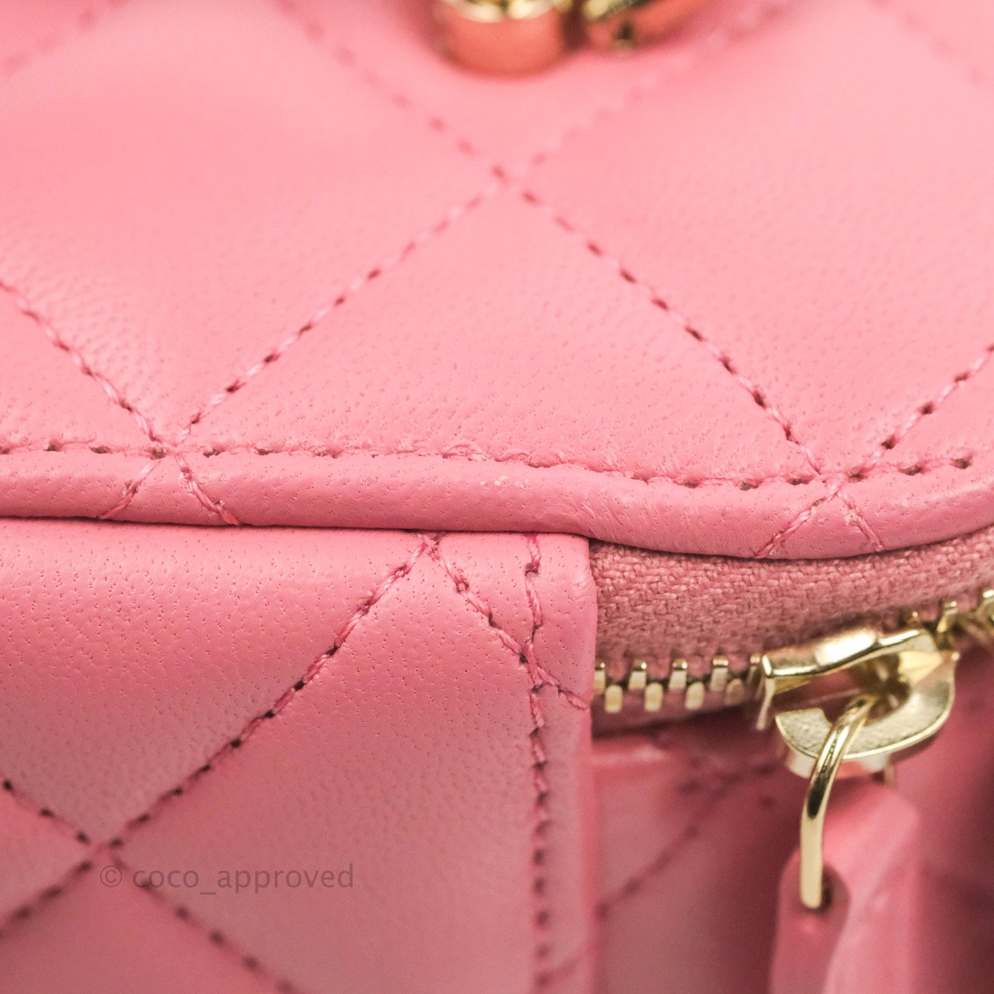 Chanel Vanity Rectangular Top Handle Pink Lambskin Gold Hardware