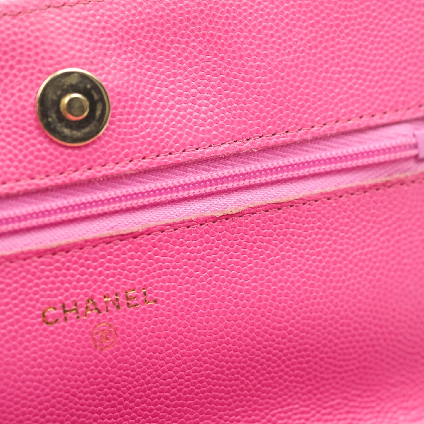 Chanel Quilted Wallet on Chain WOC Pink Caviar Gold Hardware