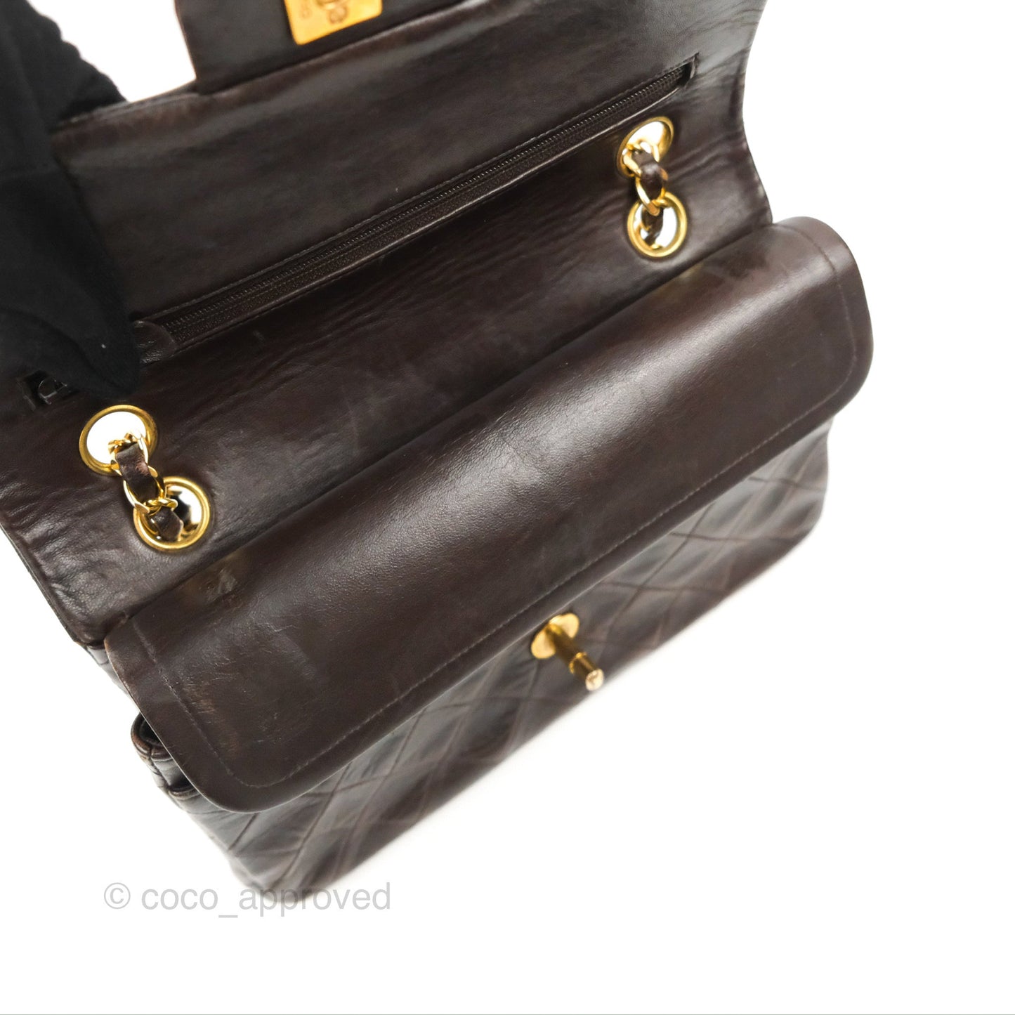 Chanel Vintage Small Classic Flap Brown Lambskin 24K Gold Hardware