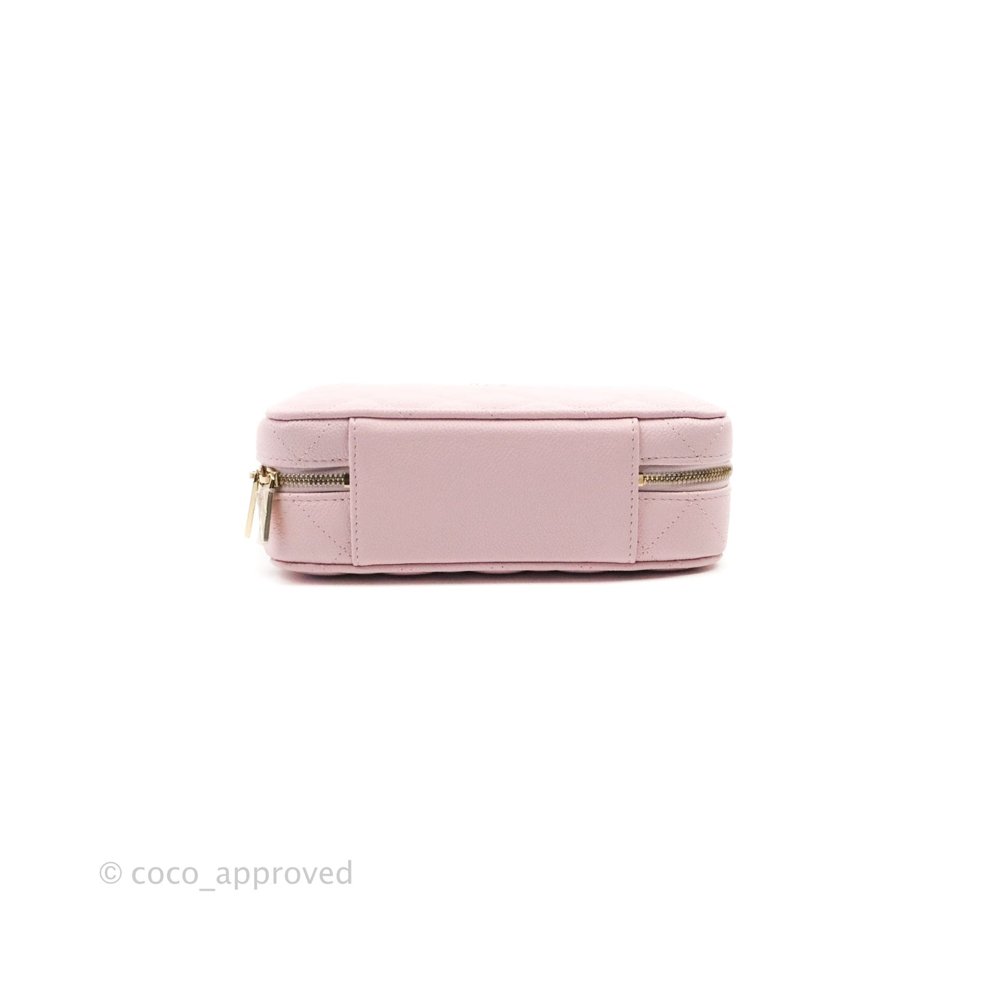 Chanel Quilted Top Handle Vanity Case Caviar Light Pink Gold Hardware
