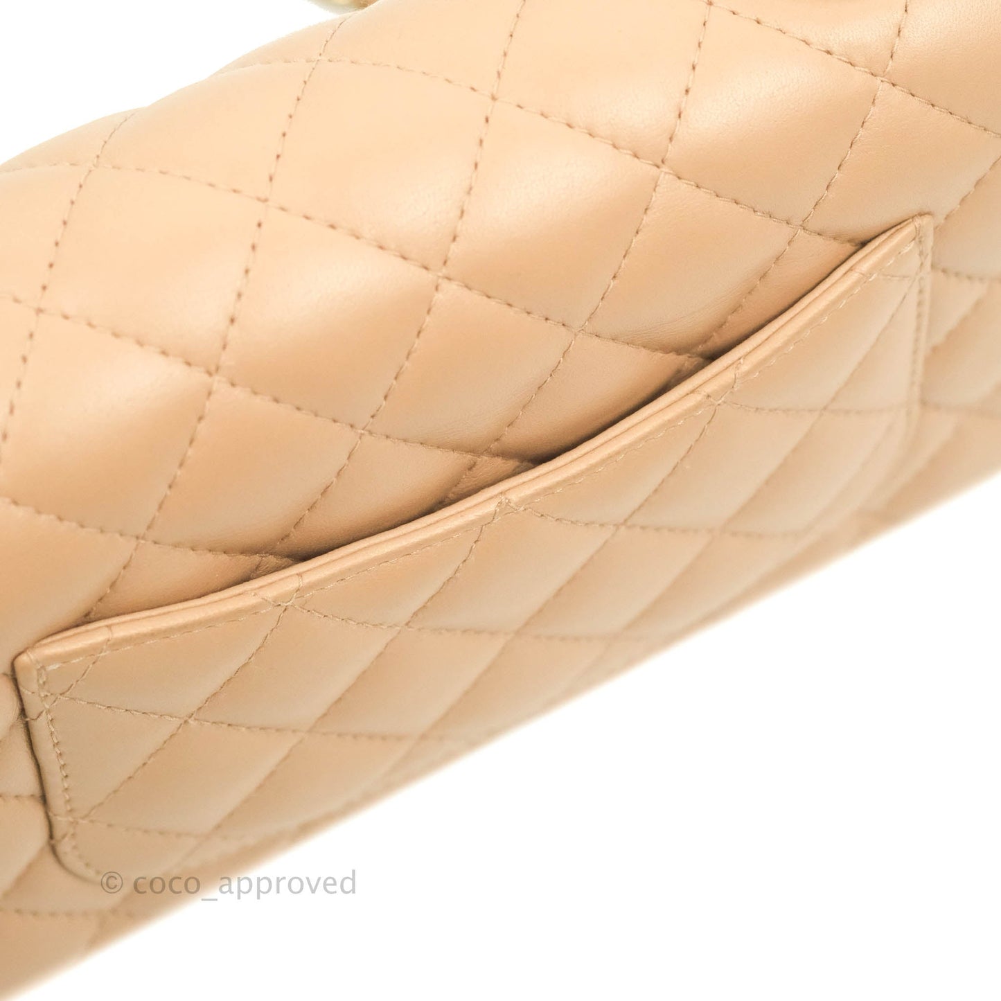 Chanel Mini Rectangular Flap Quilted Beige Lambskin Gold Hardware 21A
