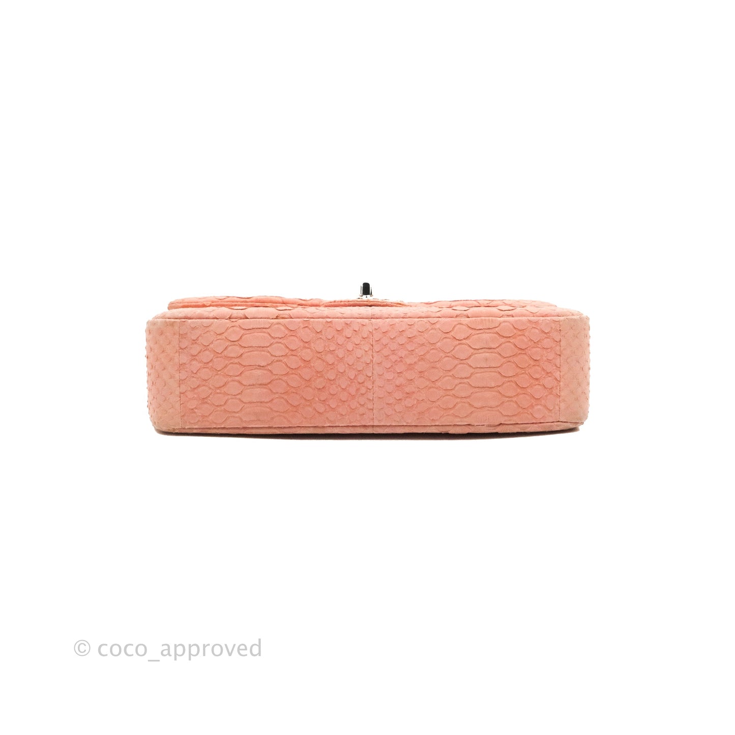 Chanel Classic M/L Medium Flap Quilted Pink Python Silver Hardware