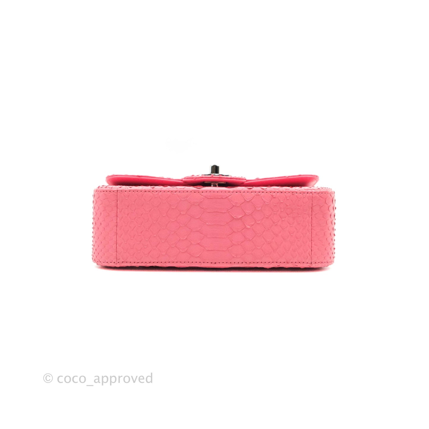 Chanel Quilted Mini Rectangular Python Pink Silver Hardware