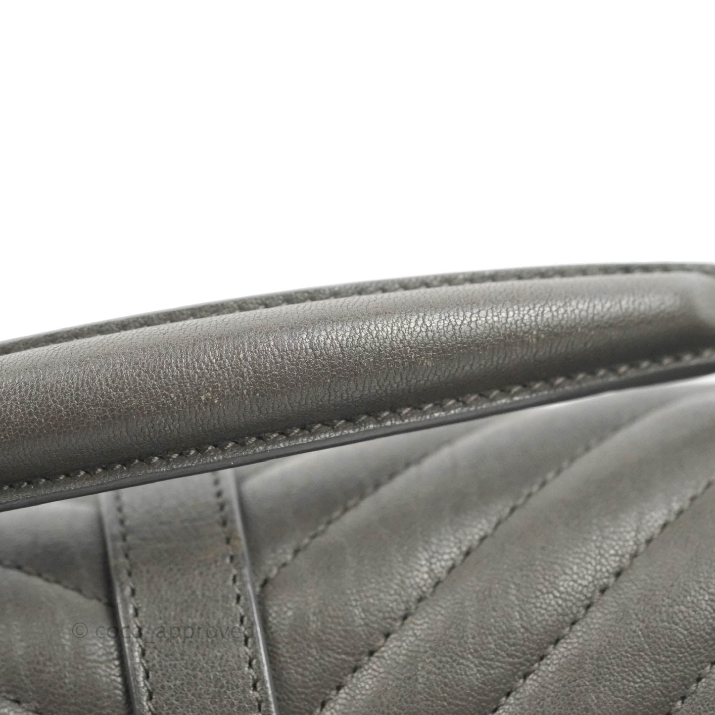 Saint Laurent Chevron Medium College Grey Chain Bag Ruthenium Hardware