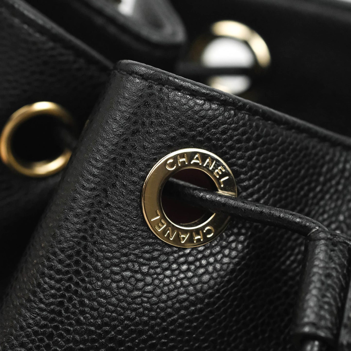 Chanel Business Affinity Drawstring Bucket Bag Black Caviar Gold Hardware