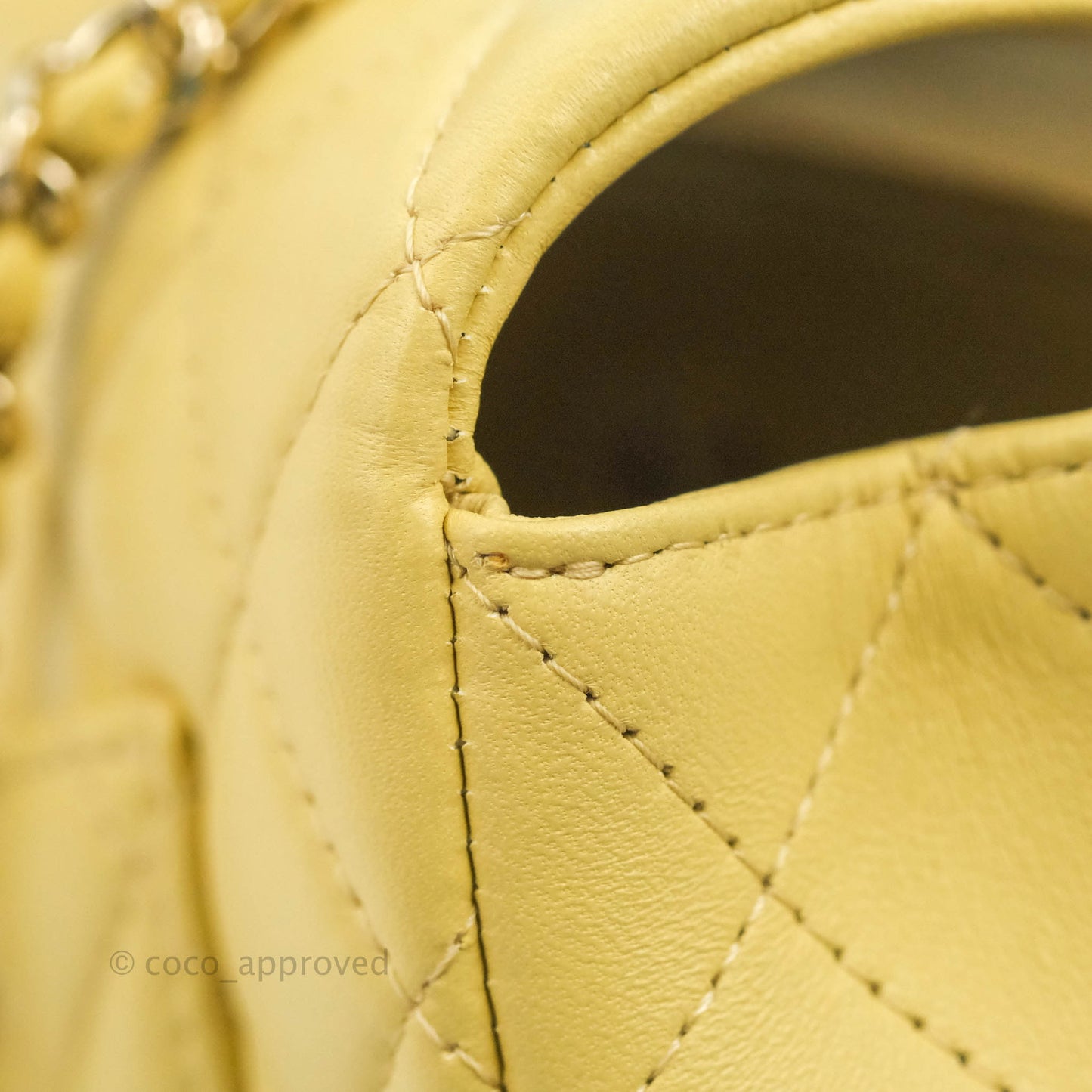 Chanel Top Handle Mini Rectangular Flap Bag Yellow Lambskin Gold Hardware