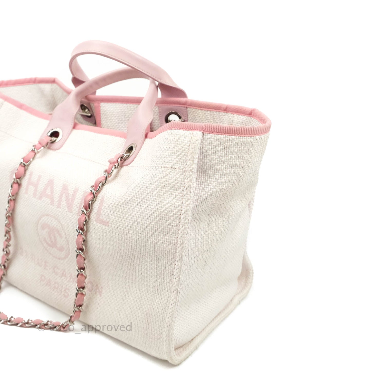Chanel Large Deauville Pale Pink Canvas Silver Hardware
