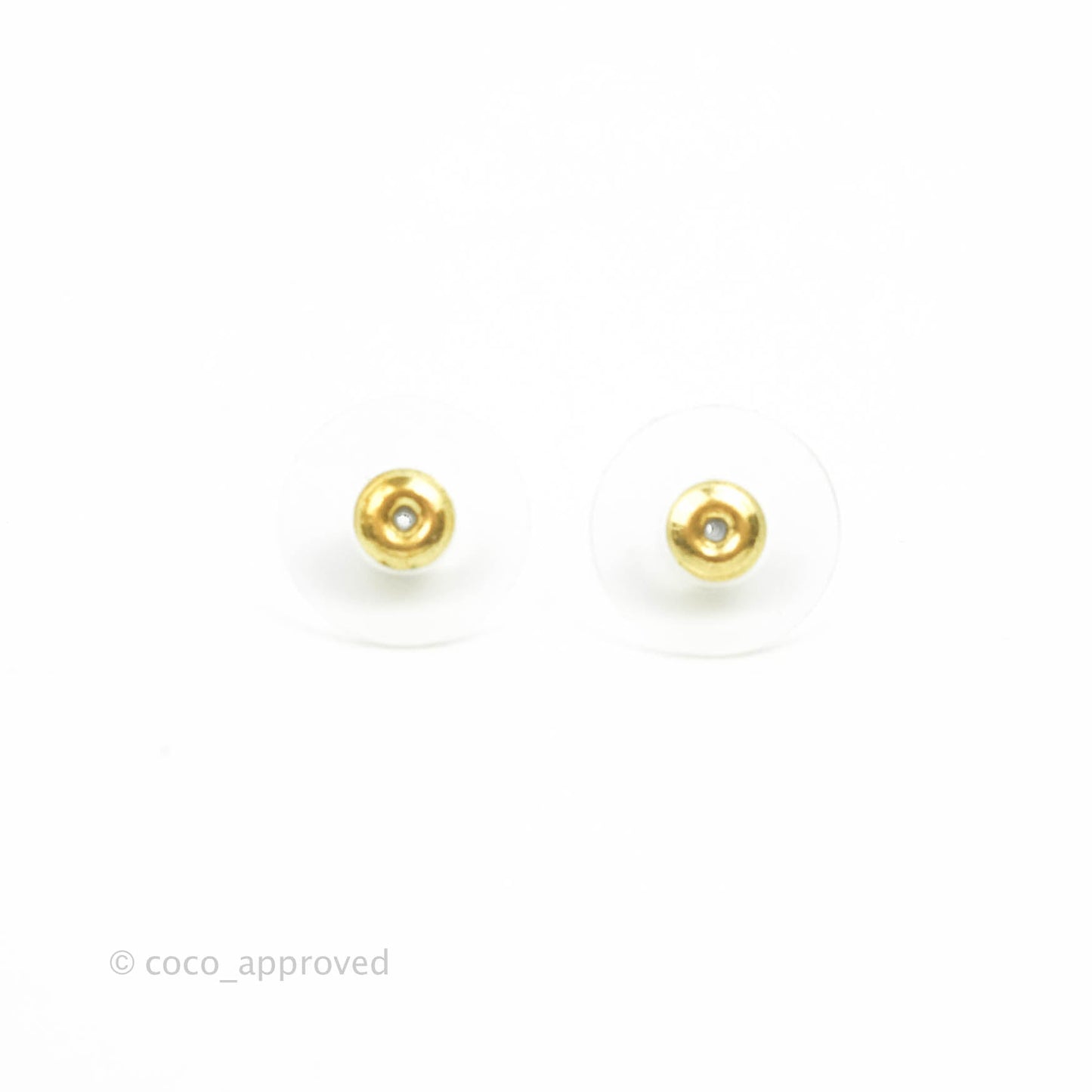 Chanel CC Pearl Rhinestone Earrings Gold Tone 21A