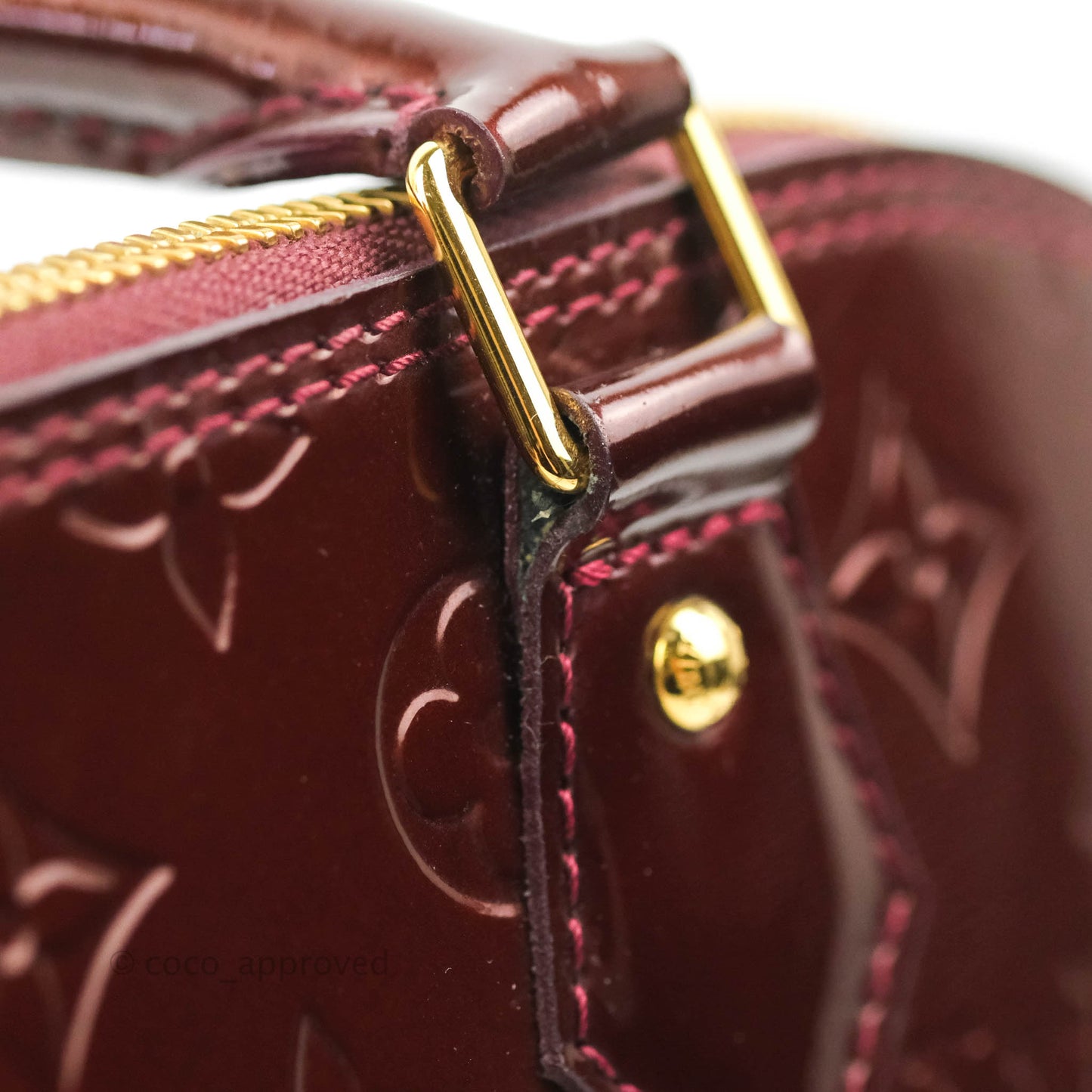 Louis Vuitton Alma PM Burgundy Patent Gold Hardware