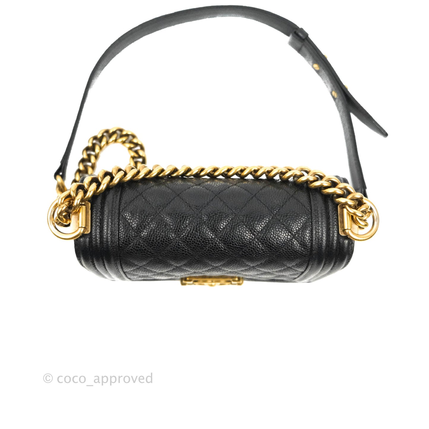 Chanel Quilted Small Boy Black Caviar Aged Gold Hardware