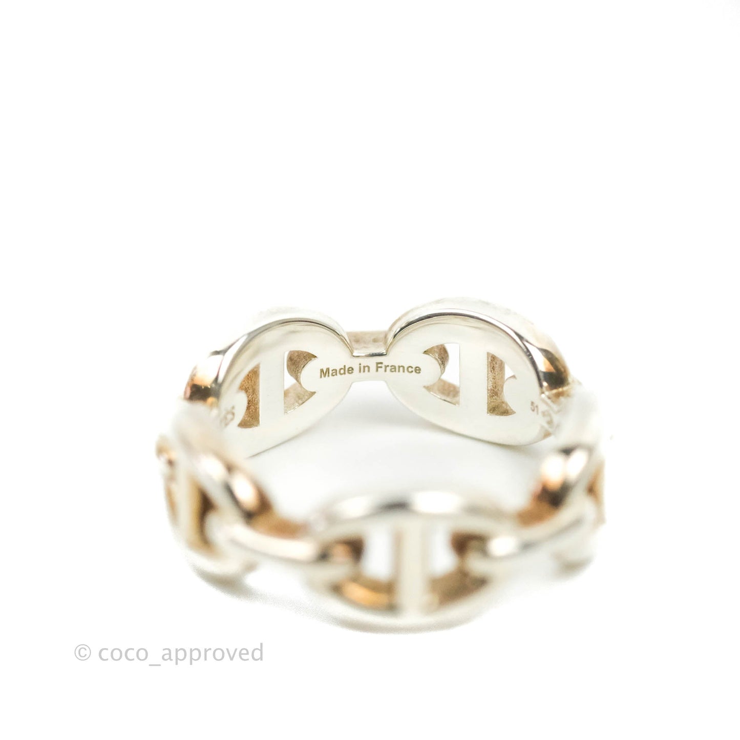 Hermès Sterling Silver PM Chaine d'Ancre Enchainee Band Ring 51