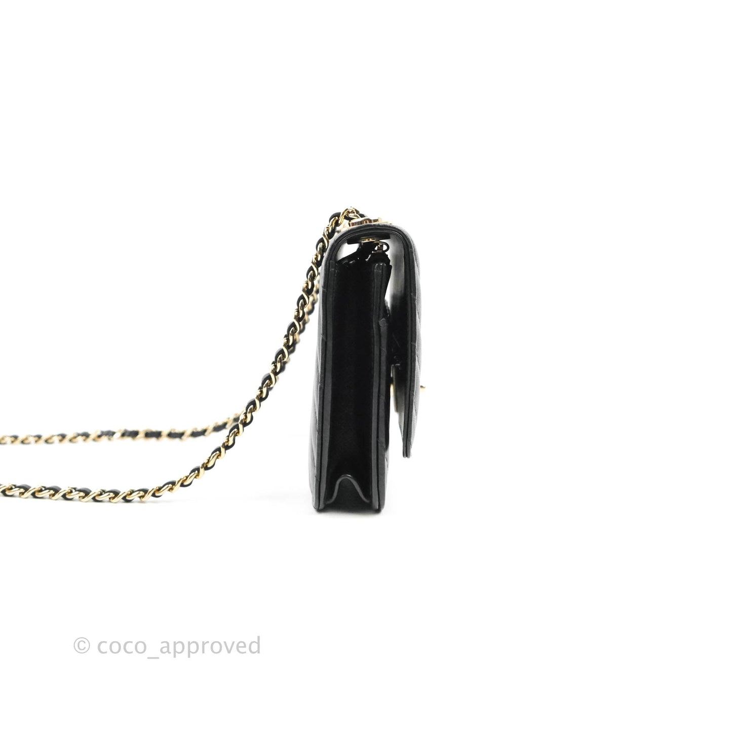 Chanel Trendy CC WOC Wallet on Chain Chevron Black Lambskin Gold Hardware