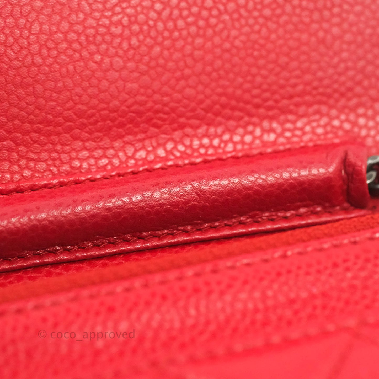Chanel Quilted Classic Wallet on Chain WOC Red Caviar Ruthenium Hardware