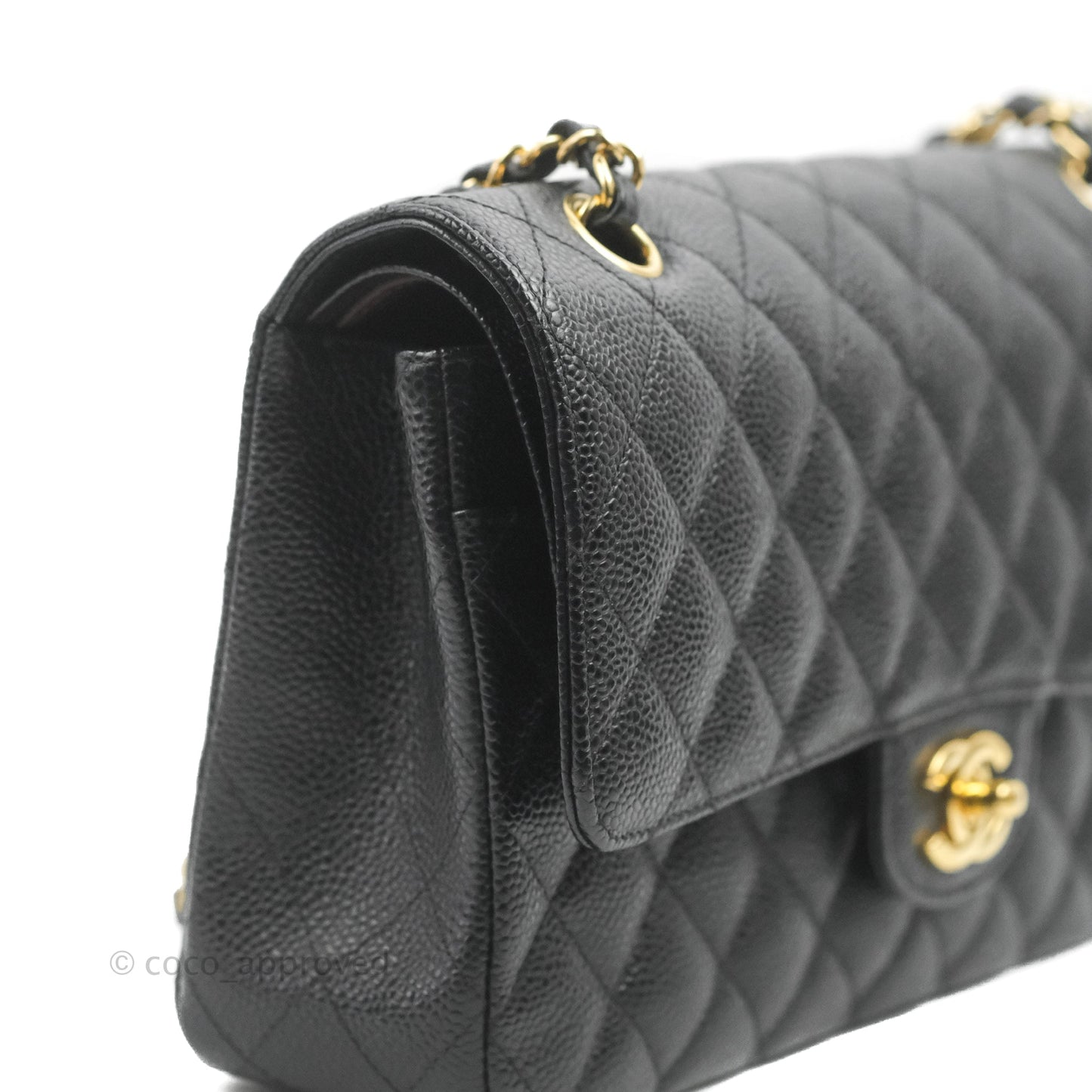 Chanel Classic M/L Medium Flap Quilted Black Caviar Gold Hardware